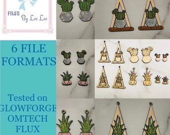 Digitale Laser Cut bestand, Succulent, Cactus, hangende plant oorbellen, svg, Sieraden gesneden bestand, Glowforge, plantenliefhebber, laser klaar