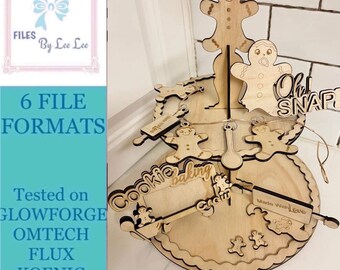 Digital Laser cut File, Gingerbread man tiered tray svg, Bundle,  tray decor, svg, christmas tray svg,  Glowforge ready, laser cut file