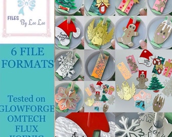 Christmas Tumbler Tags, 12x tumbler plate cut file, svg, laser ready, fits 40 oz 2.0 cup with straw, Digital File, Laser cut file