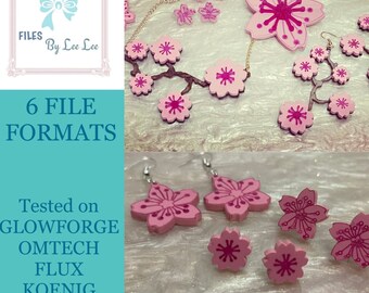 Digital Laser Cut file, Cherry Blossom ,flower, Jewelry cut file, laser. jewellery file, garden , Glowforge, laser ready