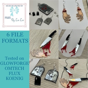 Fichier numérique découpé au laser, Halloween, main coupée, couteau, pierre tombale, fichier de coupe de bijoux, fichier de bijoux laser, Glowforge, prêt pour le laser