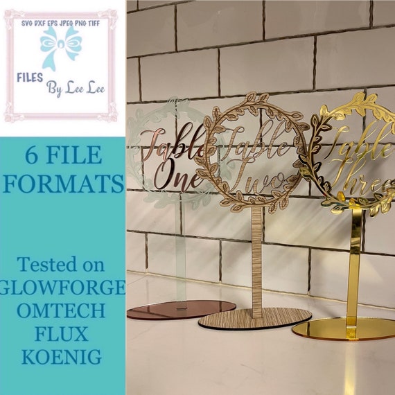 Table Numbers Digital File, Laser Cut file, Wedding Event Table Numbers 1-12  Glowforge , Laser ready