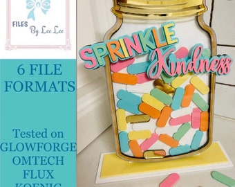 SVG Digital Laser cut File, Sprinkle Kindness, Reward Jar, Back to school, Teachers gift, classroom, digital file, laser cut file, glowforge