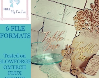 Digital File, Table Numbers BUNDLE SVG , Wedding Save the dates, Thankyou tags, Laser Cut file,, Events  Glowforge , Boho event Laser ready
