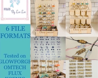 Digital Laser cut file, Bracelets, Bracelet display stand, svg, friendship bracelets, Glowforge ready, laser, shop display, Market display