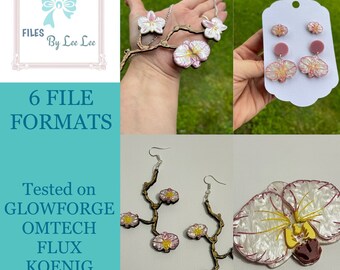 Digital Laser Cut file, Orchid Jewelry svg file, laser cut file, Jewellery file, garden, Glowforge, laser ready file '