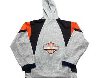 Harley Davidson Grey & Orange Hoodie - Medium