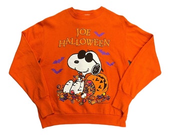 Snoopy Vintage 90er Jahre Joe Halloween Peanuts Orange Sweatshirt - Medium