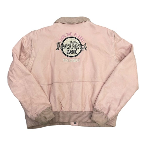 Hard Rock Cafe Orlando Pink Leather Jacket - Large