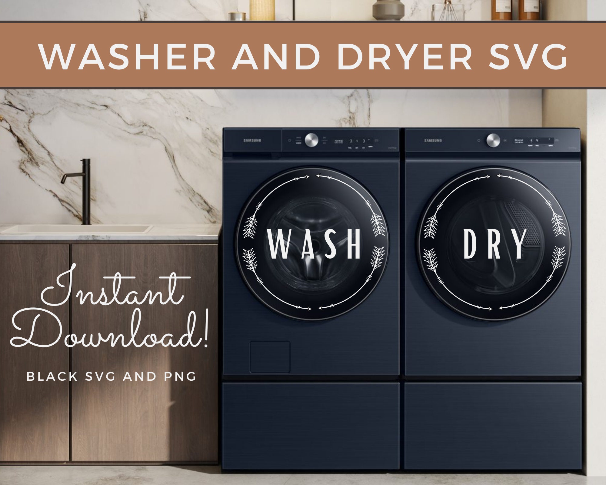 Washer and Dryer Decal SVG Laundry Sign Instant Download Boho