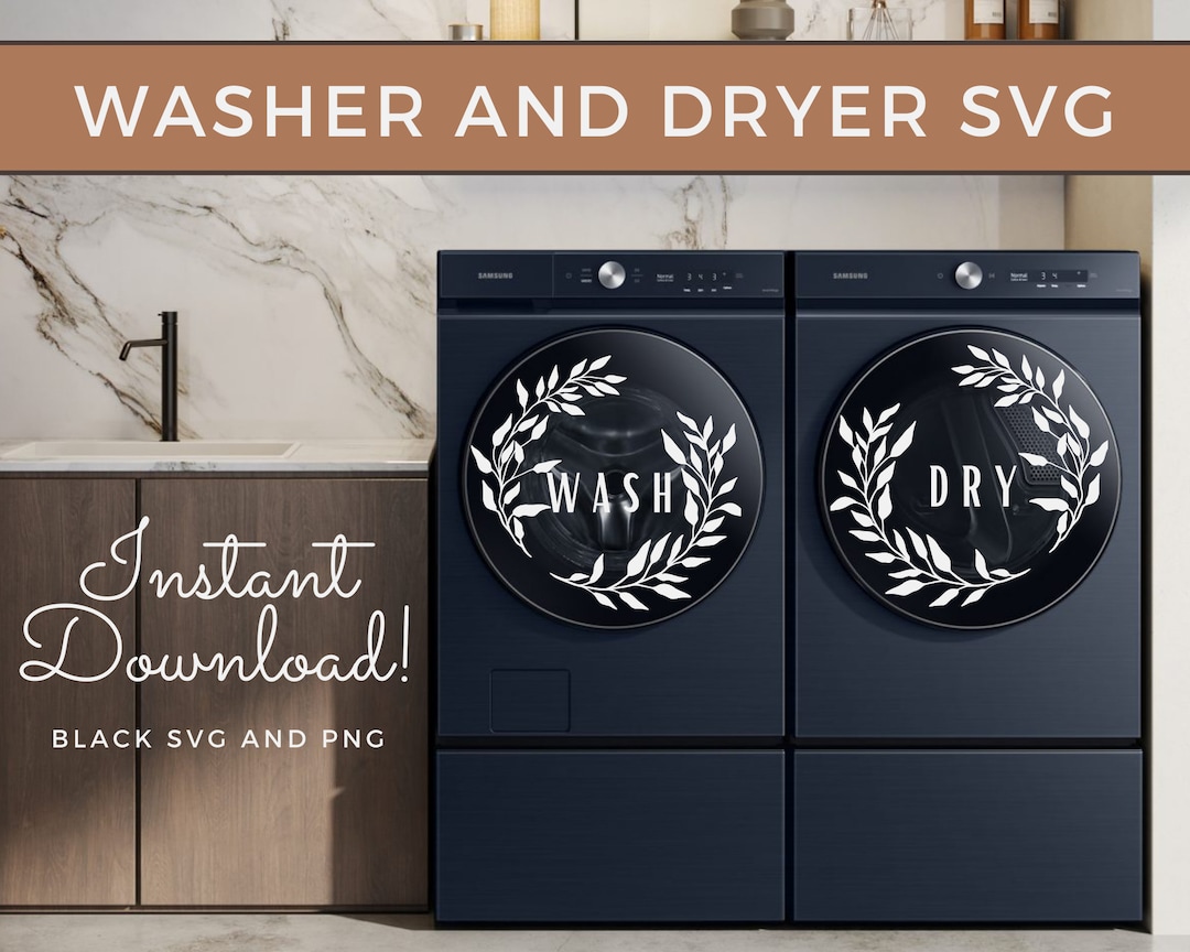 Washer and Dryer Decal SVG Laundry Sign PNG Instant Download Floral