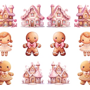 Pink Gingerbreads - Ceramic Decal - Overglaze Decal - Fusible Decal - Food Safe - Lead Free - 4449