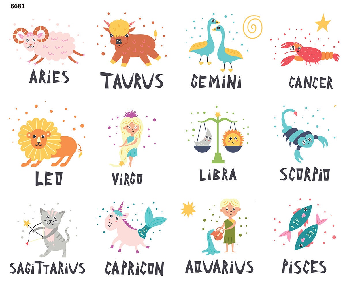 Horoscope Astrology - Ceramic Decal - Overglaze Decal - Fusible