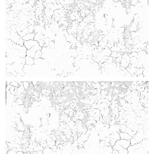 May include: A digitally created image featuring a distressed, cracked paint effect. The design showcases a predominantly white background with areas of light gray and darker gray, creating a textured, aged appearance. The cracks are fine and intricate.