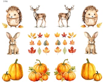 Watercolor Thanksgiving Fall III -  Ceramic Decal - Overglaze Decal - Fusible Decal - Food Safe - Lead Free - 5786