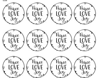 Peace Love Joy -  Ceramic Decal - Overglaze Decal - Fusible Decal - Food Safe - Lead Free - 0198
