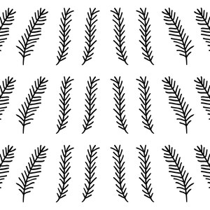 Black and White Fir Twigs -  Ceramic Decal - Overglaze Decal - Fusible Decal - Food Safe - Lead Free - 3516