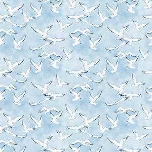 Diseño de gaviota sin costuras - Calcomanía cerámica - Calcomanía sobre esmalte - Calcomanía fusible - Apto para alimentos - Sin plomo - 2989