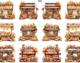 Watercolor Autumn Shop -  Ceramic Decal - Overglaze Decal - Fusible Decal - Food Safe - Lead Free - 9231