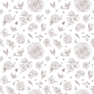 Seamless Garden Toile de Jouy Pattern - Ceramic Decal - Overglaze Decal - Fusible Decal - Food Safe - Lead Free - 3101