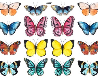 Bright Set of Butterflies - Overglaze Ceramic + Enamel Decals - Food Safe - Lead Free - 0594