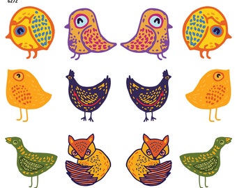 Scandinavian Animal Folk Art - Ceramic Decal - Overglaze Decal - Fusible Decal - Food Safe - Lead Free - 6272