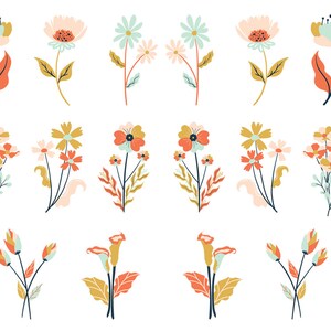 Soft Pastel Spring Flowers II  -  Ceramic Decal - Overglaze Decal - Fusible Decal - Food Safe - Lead Free - 6740