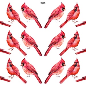 Red Cardinals - Overglaze Ceramic + Enamel Decals - Food Safe - Lead Free - 9685