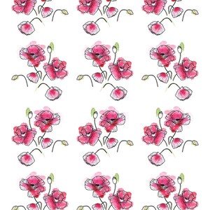Watercolor Poppies in Bloom - Ceramic Decal - Overglaze Decal - Fusible Decal - Food Safe - Lead Free - 7047