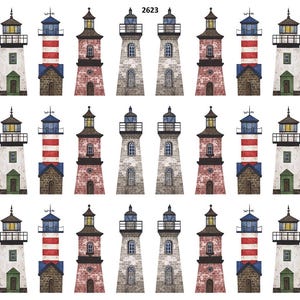 Lots of Cute Lighthouses - Overglaze Ceramic + Enamel Decals - Food Safe - Lead Free - 2623