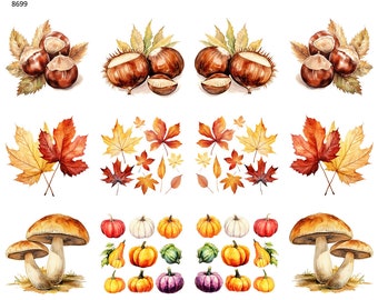 Watercolor Thanksgiving Fall -  Ceramic Decal - Overglaze Decal - Fusible Decal - Food Safe - Lead Free - 8669