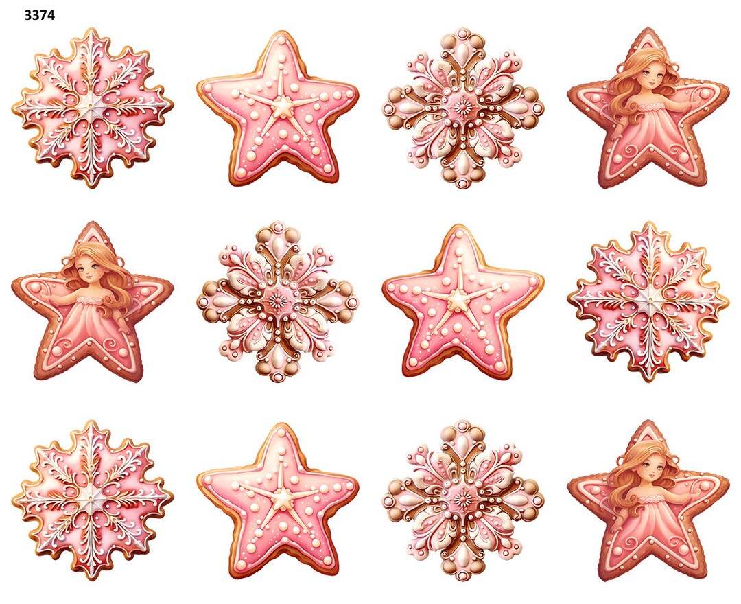 Pink Gingerbreads III Ceramic Decal Overglaze Decal Fusible Decal Food