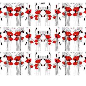 Abstract Poppy - Ceramic Decal - Overglaze Decal - Fusible Decal - Food Safe - Lead Free - 4859