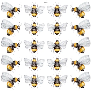 A Few Bumble Bees - Overglaze Ceramic + Enamel Decals - Food Safe - Lead Free - 0832