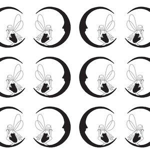 Fairy and Moon Whispers -  Ceramic Decal - Overglaze Decal - Fusible Decal - Food Safe - Lead Free - 1442