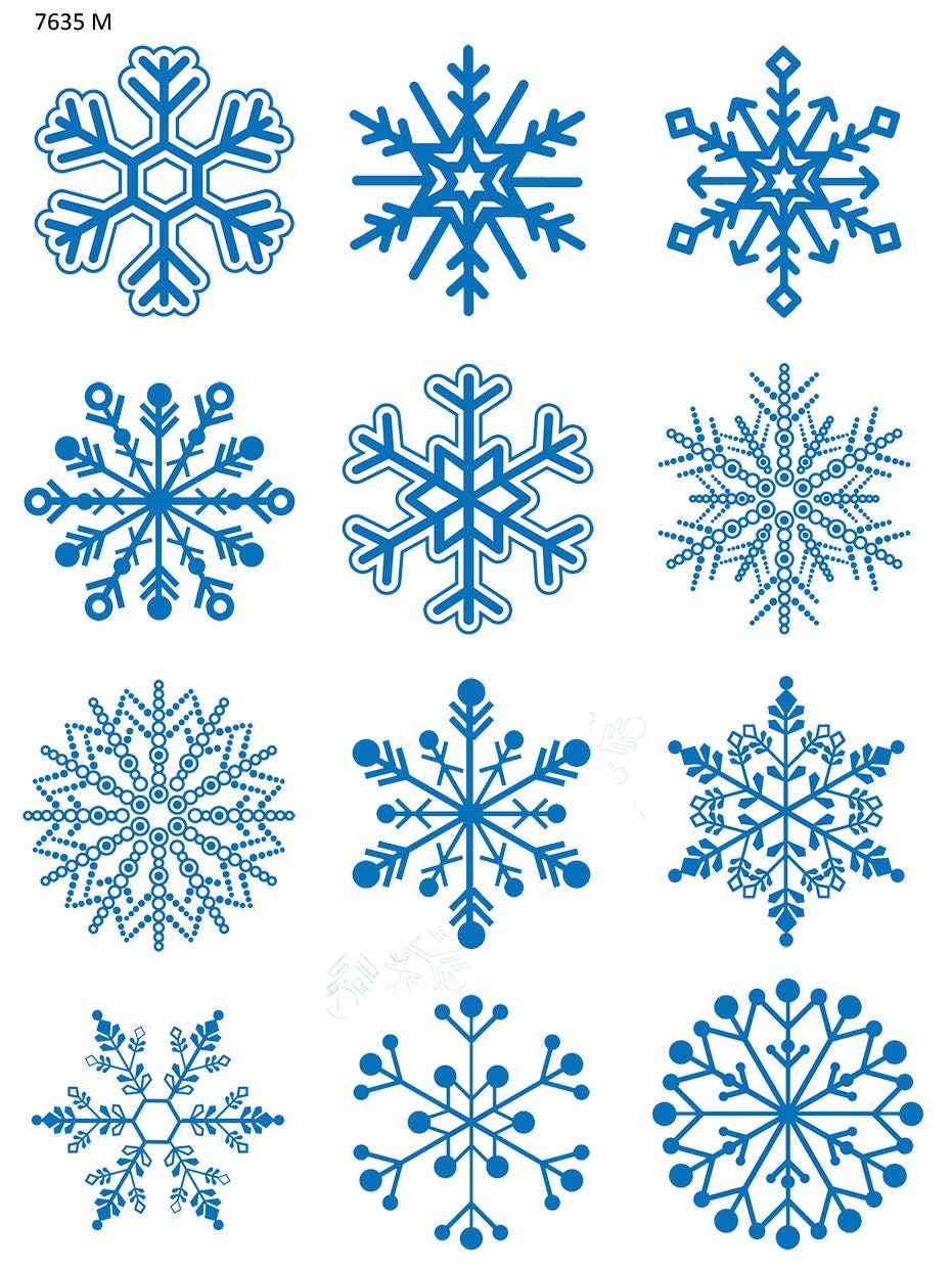 Blue Snowflakes Ceramic Decal Overglaze Decal Fusible Etsy