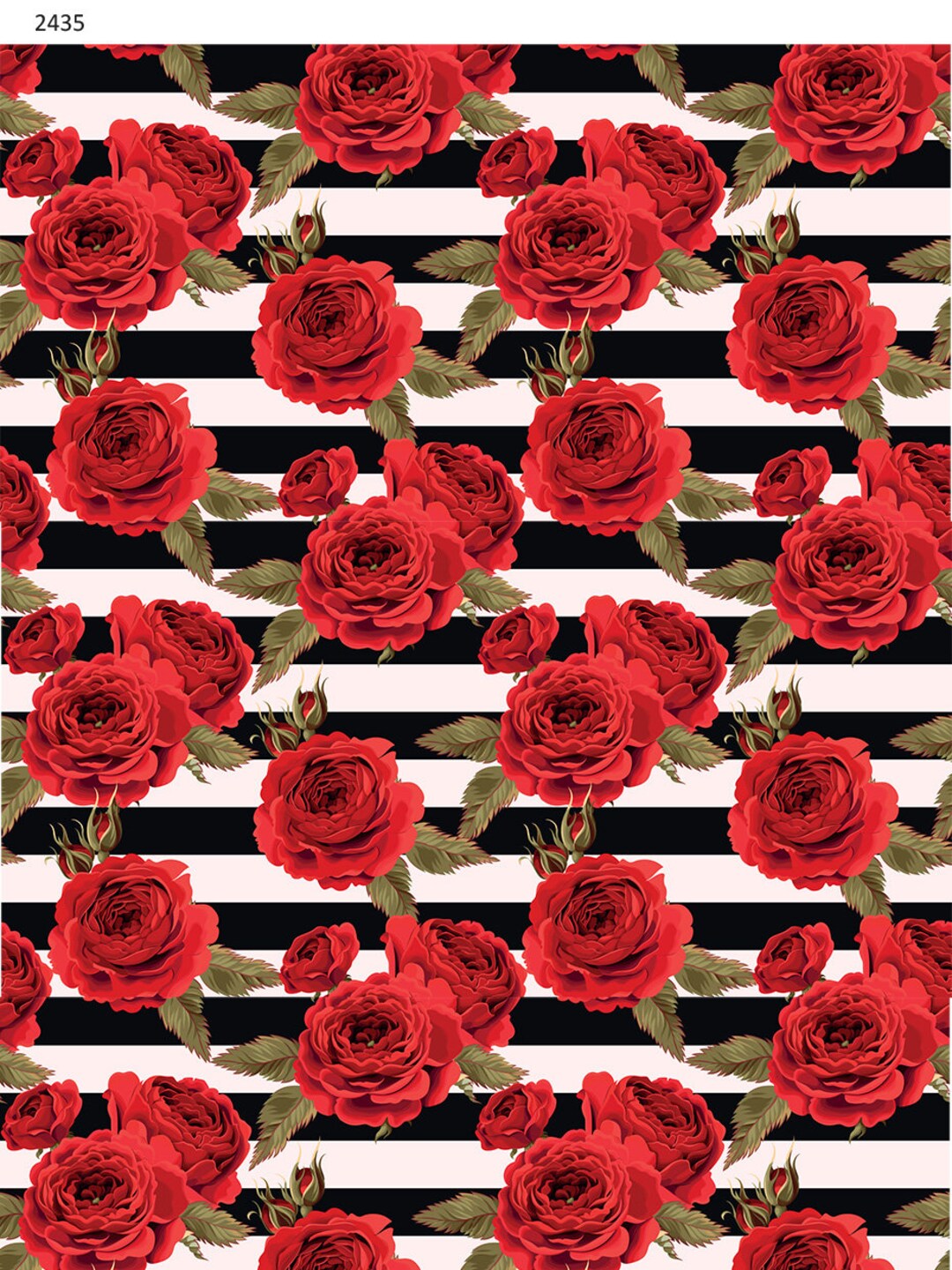 Seamless Red Roses With Stripes Pattern - Overglaze Ceramic + Enamel ...