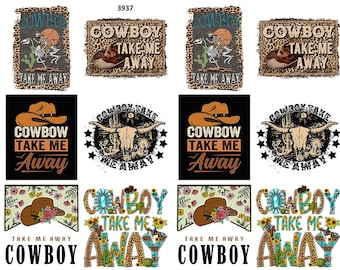 Cowboy Take Me Away - Ceramic Decal - Overglaze Decal - Fusible Decal - Food Safe - Lead Free - 3937