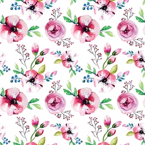 Seamless Poppy Florals Pattern - Ceramic Decal - Overglaze Decal - Fusible Decal - Food Safe - Lead Free - 7051