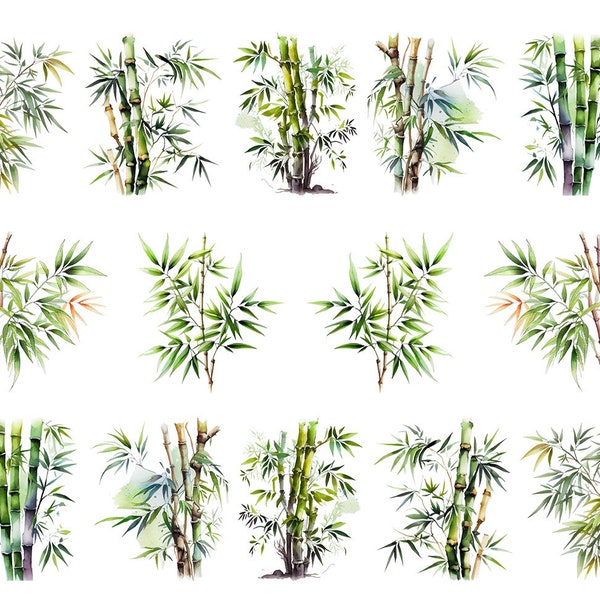 Watercolor Bamboo Trees - Ceramic Decal - Overglaze Decal - Fusible Decal - Food Safe - Lead Free - 7700