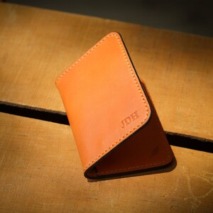 Cartera de cuero hecha a mano personalizada hecha a pedido - Vertical 6 bolsillos - Cosido a mano - Cuero curtido vegetal de grano completo premium