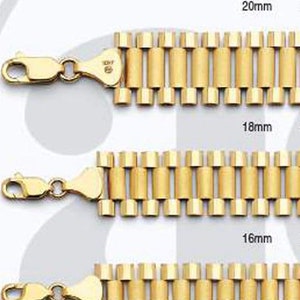 10k Yellow Gold Rolex Style Link Chains - Multiple Size & Length Options Available