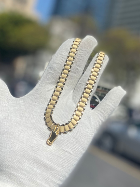 10mm 20in. Rolex Style Link Chain W Solid Gold Middle Finger Pendant Rolex Chain Set Gold FU Pendant Middle Finger Charm and Rollie Etsy Israel