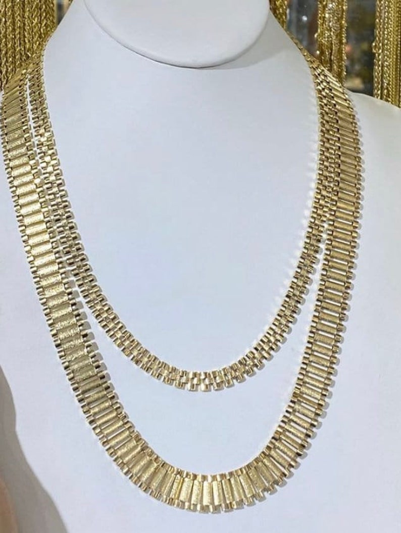 10k Yellow Gold Rolex Style Link Chains - Multiple Size & Length Options Available