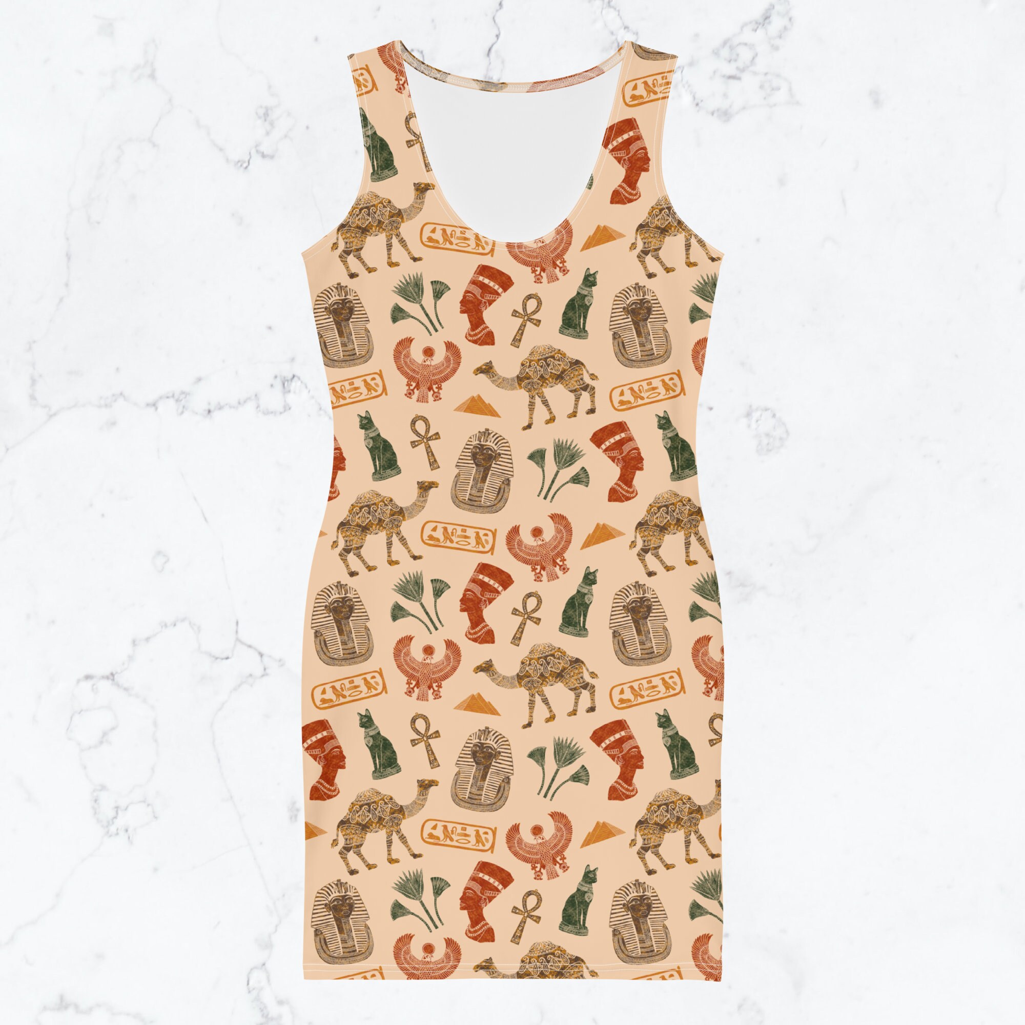 Ancient Egypt Print Dress Nefertiti Statue Print Dress Etsy