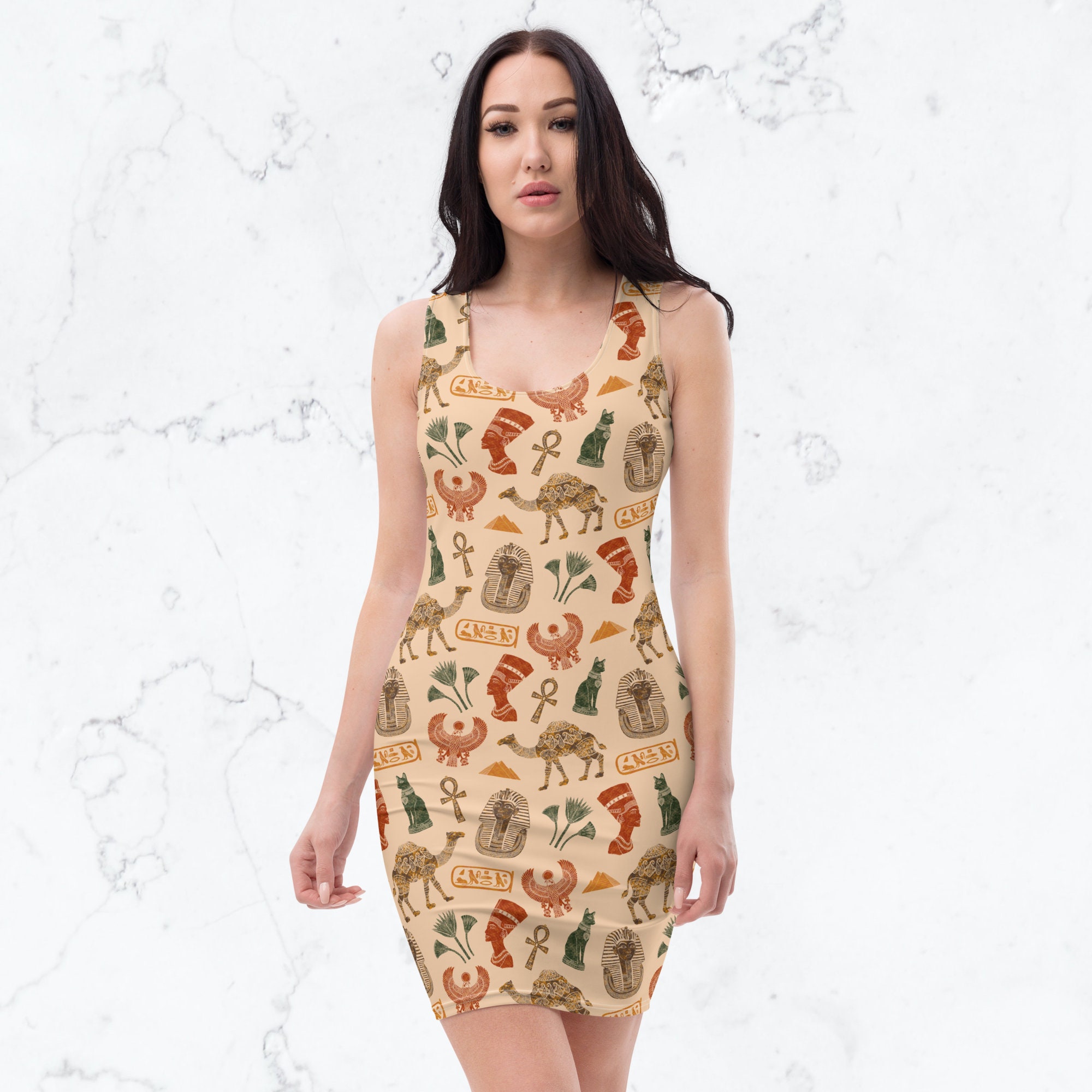 Ancient Egypt Print Dress Nefertiti Statue Print Dress Etsy