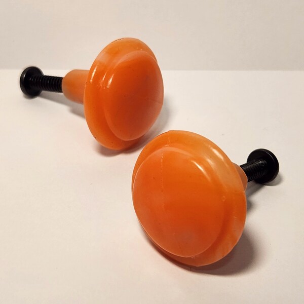 Orange Modern Drawer Knobs - Recycled, Drawer Pulls, Furniture Hardware, Kitchen Cabinet Knobs, Dresser Drawer, Cabinet Handles, Made in USA