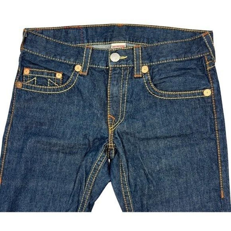 VTG True Religion Bobby Big T Straight Leg Jeans 34 Dark Wash USA Y2K Streetwear image 9