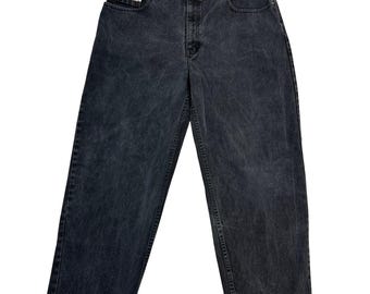 US Polo Assn Baggy Jeans 38x30 Black Vintage Wide Leg Denim Streetwear Retro Emo
