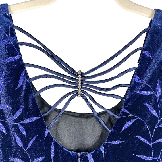Molly Malloy Evening Blue Velvet Maxi Dress 12P G… - image 9